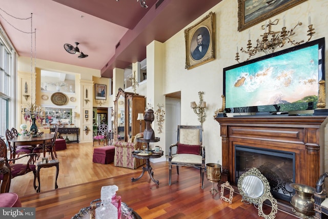 living room with hardwood / wood-style floors