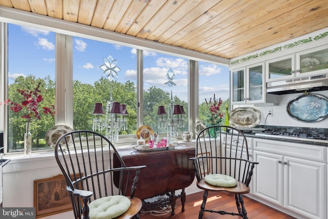 sunroom / solarium with wooden ceiling