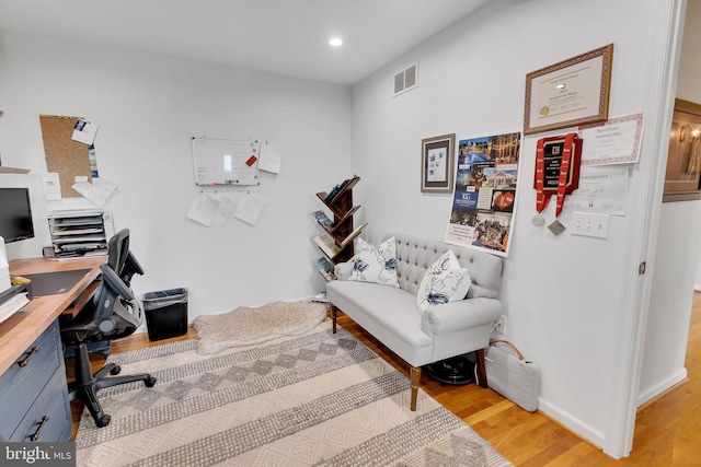 home office featuring light wood-type flooring