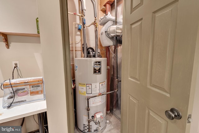 utility room featuring water heater