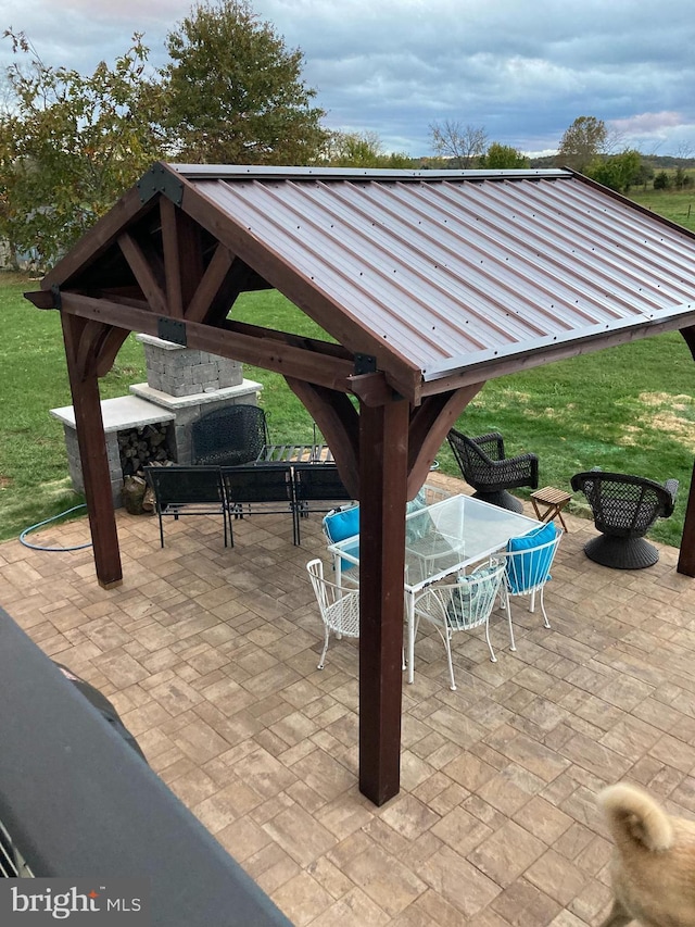 view of patio / terrace featuring a gazebo