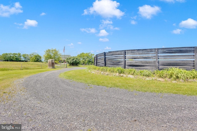 view of road featuring a rural view