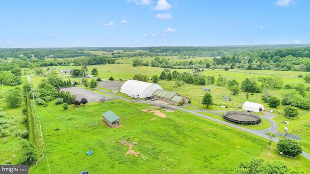 drone / aerial view with a rural view