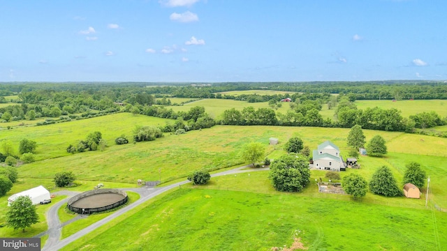 birds eye view of property with a rural view