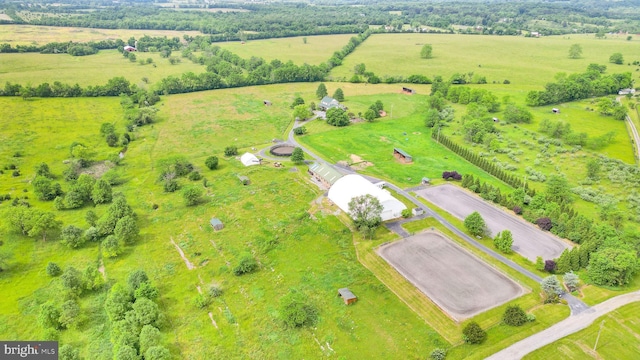 drone / aerial view featuring a rural view