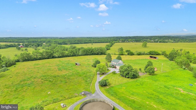 birds eye view of property featuring a rural view