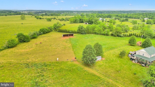 drone / aerial view featuring a rural view