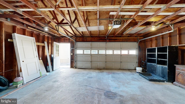 garage with a garage door opener