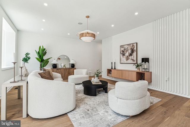 living room with hardwood / wood-style flooring