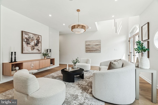 living room with wood-type flooring