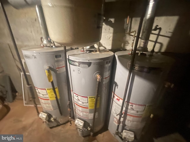 utility room featuring gas water heater