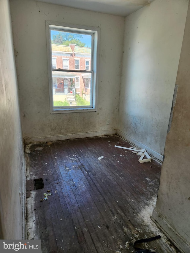 spare room featuring wood-type flooring