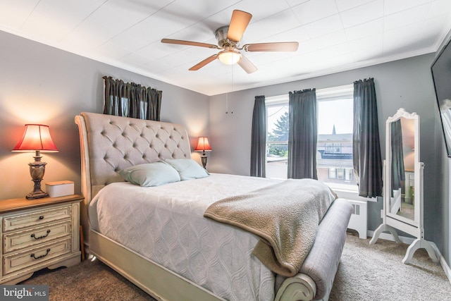 bedroom with carpet flooring and ceiling fan