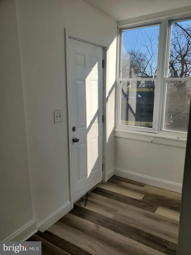 doorway to outside featuring dark hardwood / wood-style floors