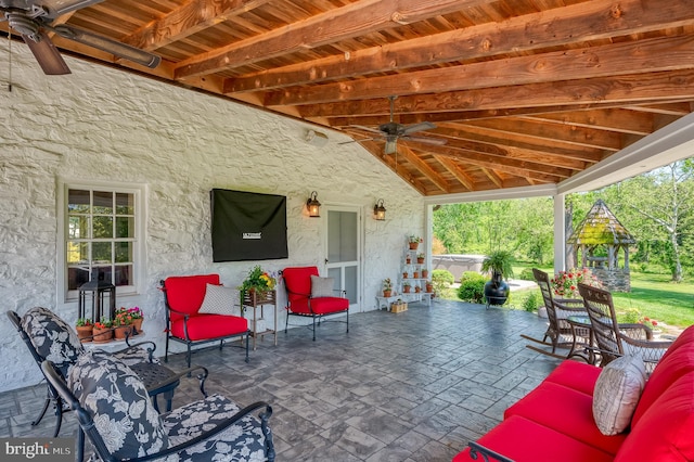 view of patio with ceiling fan