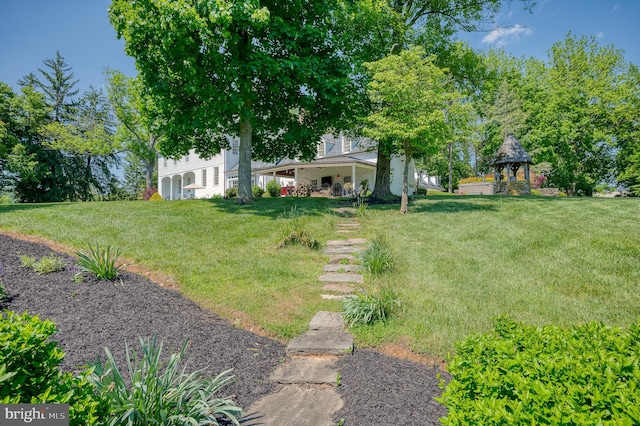 view of yard with a gazebo