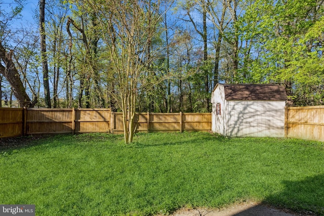 view of yard with a storage unit