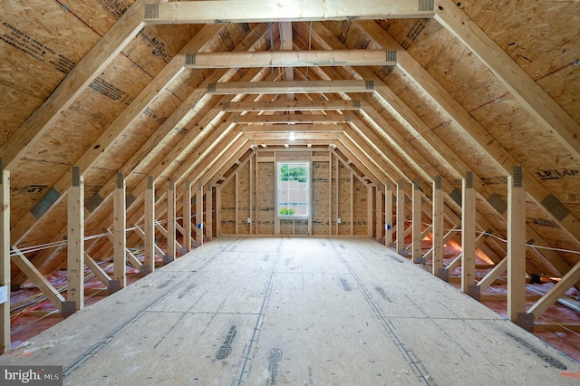 view of unfinished attic