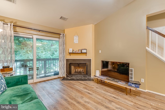 living room featuring wood-type flooring