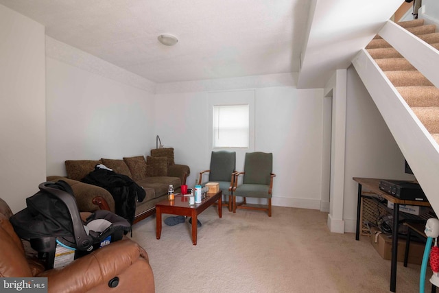 living room featuring carpet floors