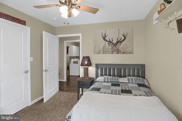 bedroom featuring ceiling fan