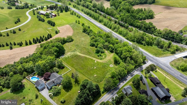 bird's eye view with a rural view