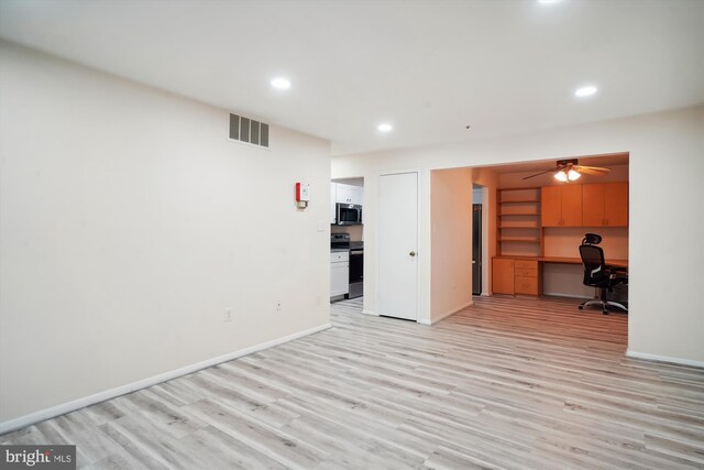 18503 Sweet Autumn Dr Unit 201, Gaithersburg, MD 20879 - office featuring built in desk, light wood-style flooring, a ceiling fan, and baseboards