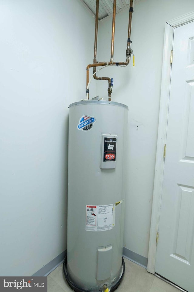 utility room with water heater