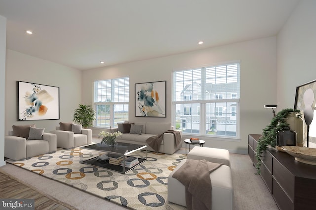 living room with hardwood / wood-style floors