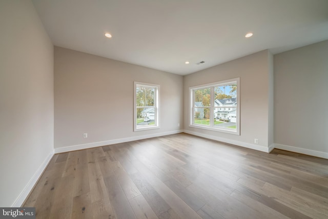 spare room featuring wood-type flooring