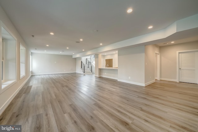 unfurnished living room featuring light hardwood / wood-style floors