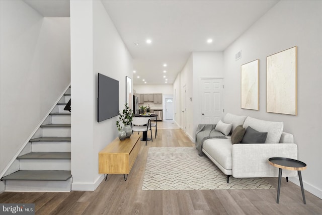 living room with light wood-type flooring