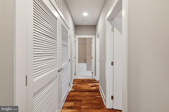 hall featuring dark hardwood / wood-style flooring