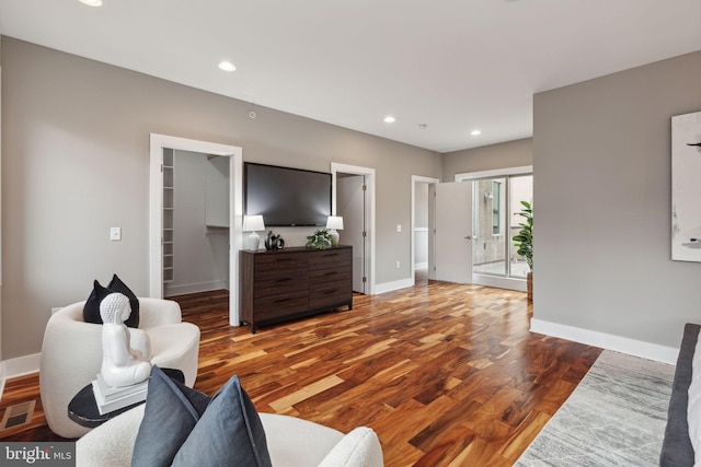 living room with hardwood / wood-style floors