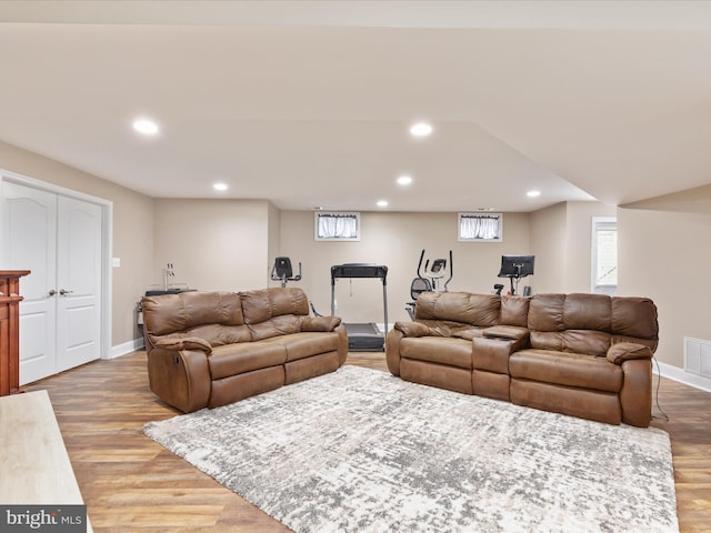 living room featuring hardwood / wood-style flooring