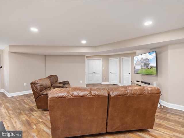 living room with wood-type flooring