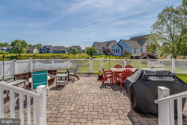 view of terrace featuring grilling area