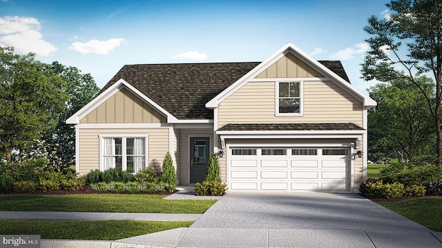 view of front facade featuring a garage and a front yard