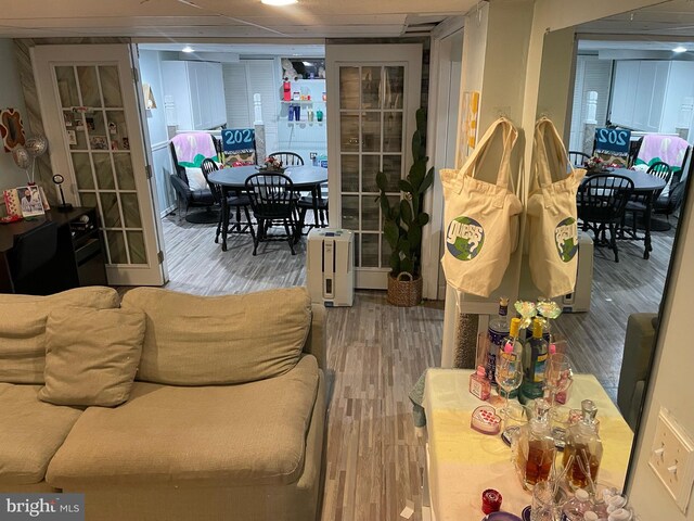 living room with hardwood / wood-style floors