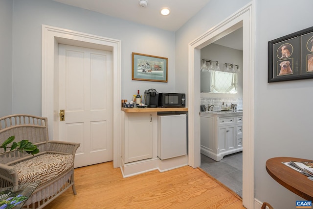 interior space with light hardwood / wood-style flooring