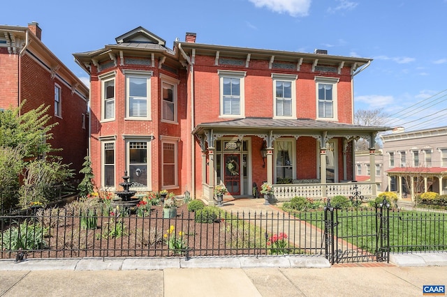 italianate house featuring covered porch