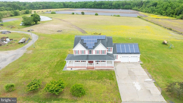 drone / aerial view with a rural view