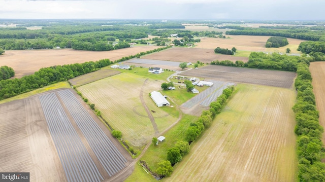 birds eye view of property with a rural view