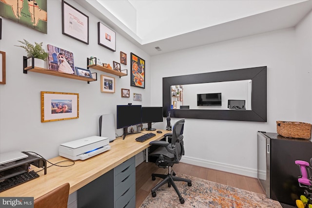 office featuring hardwood / wood-style flooring