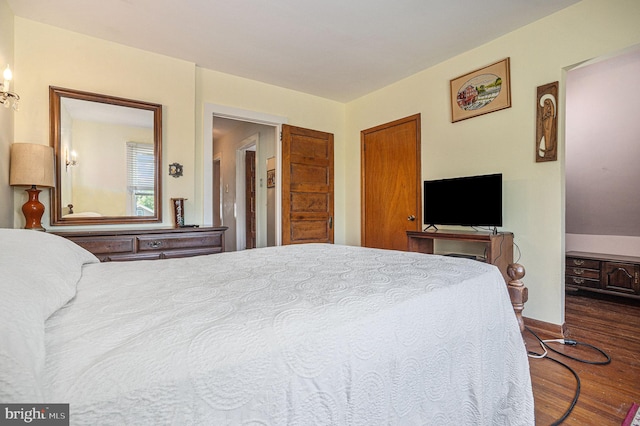 bedroom featuring dark wood-type flooring