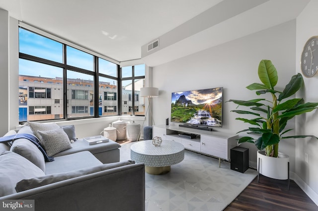 living room featuring hardwood / wood-style floors