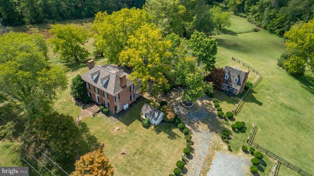 drone / aerial view with a rural view