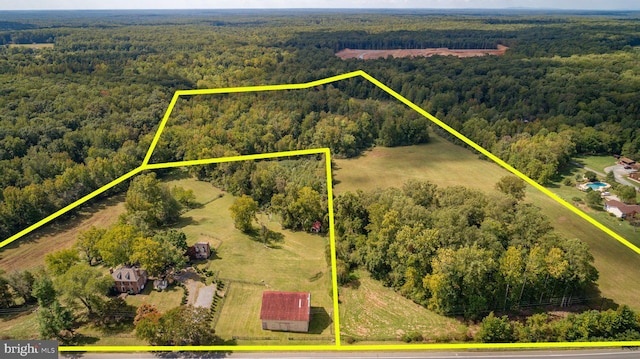 1791 Warrenton Rd, Fredericksburg, VA 22406 - aerial overview of property's location featuring a forest and property boundaries highlighted