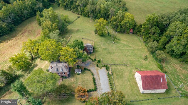 drone / aerial view with a rural view