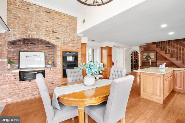 1791 Warrenton Rd, Fredericksburg, VA 22406 - dining room with light wood-style flooring, stairway, and recessed lighting